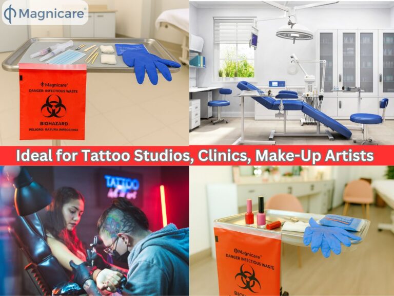 Magnicare Stick on Bio Hazard Bag uses