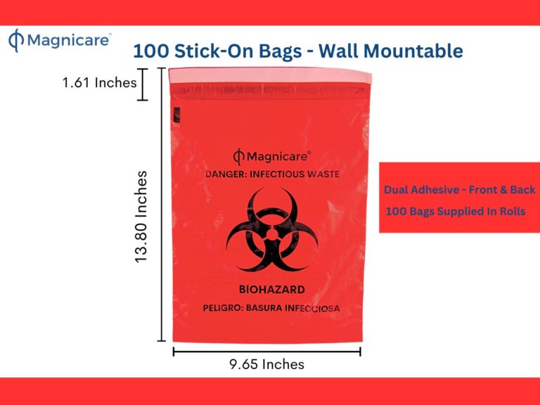 Magnicare Stick on Bio Hazard Bag DIMENSIONS
